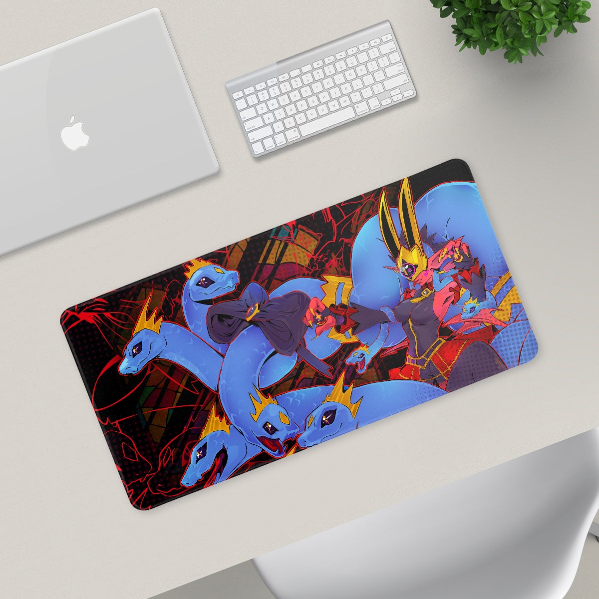 Medusamon fan art desk pad by XP3CTRO, extended mousepad featuring original Digimon Liberator artwork.