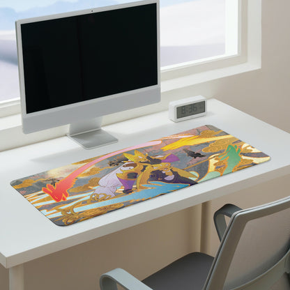Sakuyamon desk pad by XP3CTRO shown in use on a gaming desk setup.
