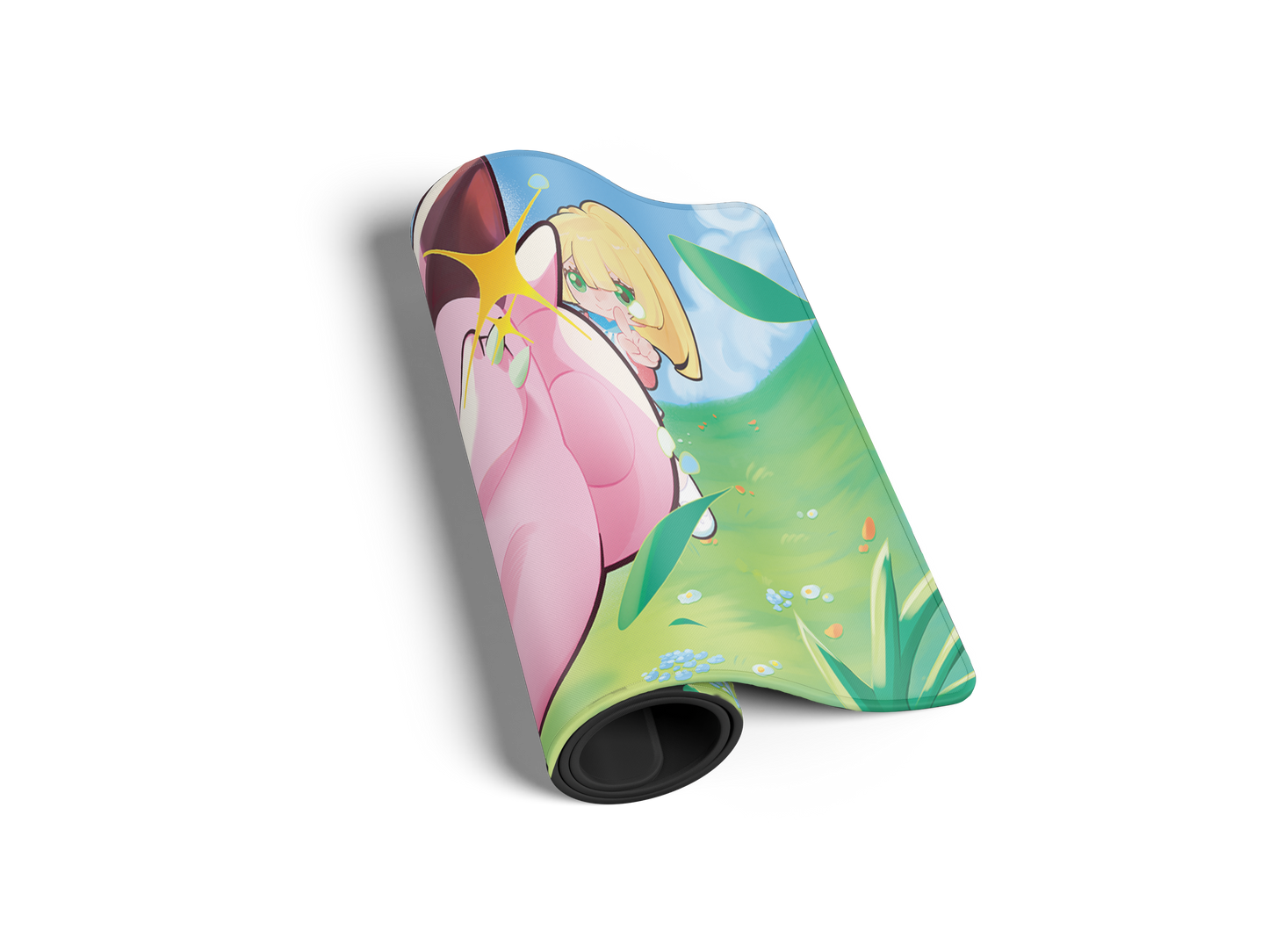 Clefairy original fan art illustration among lilies for Pokemon TCG playmat