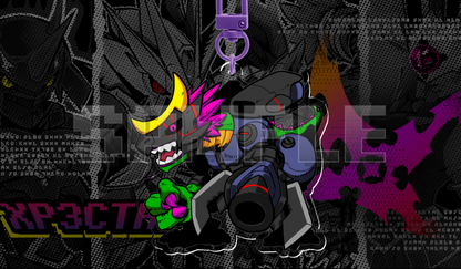Monarchlizardmon acrylic keychain featuring the Champion-level Reptile Digimon, double-sided fan art