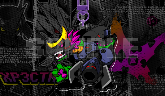 Monarchlizardmon acrylic keychain featuring the Champion-level Reptile Digimon, double-sided fan art