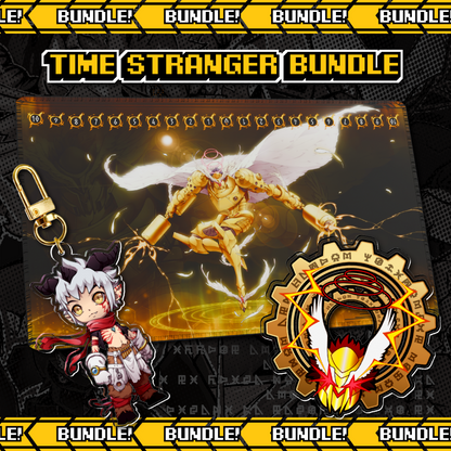 Jupitermon Bundle by XP3CTRO x Chibitoes, Digimon TCG playmat with matching memory marker and Aegiomon keychain.