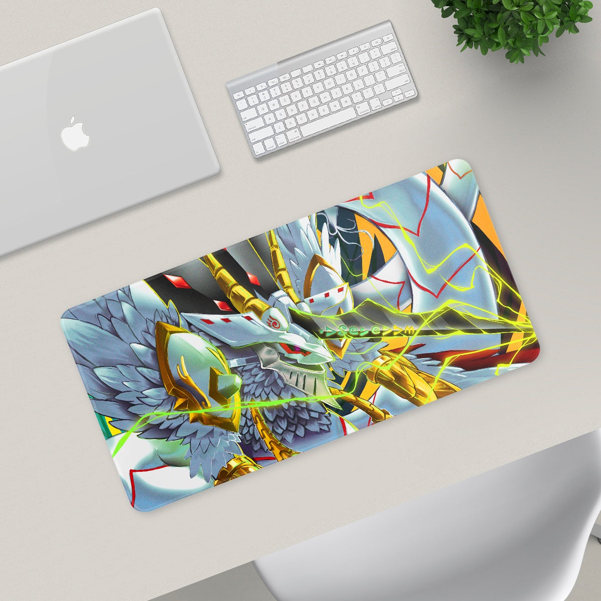 Vortexdramon fan art desk pad by XP3CTRO, extended mousepad featuring original Digimon Liberator artwork.