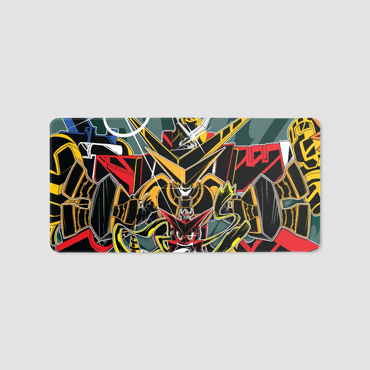 Close-up of the Shoutmon X7 print detail on the XP3CTRO Xros Hearts extended desk pad.
