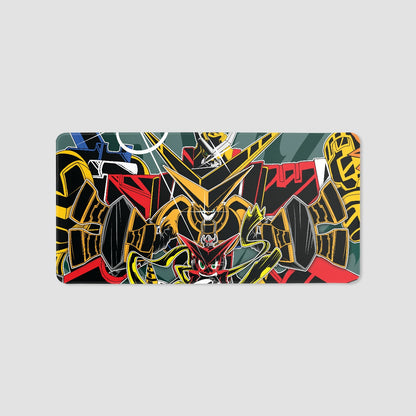 Close-up of the Shoutmon X7 print detail on the XP3CTRO Xros Hearts extended desk pad.