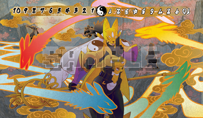 Product cover image featuring Sakuyamon in a Japanese-inspired style with swirling clouds and spirit foxes, a Digimon Card Game memory gauge with yin-yang icon, and  Digivolution line on the background.