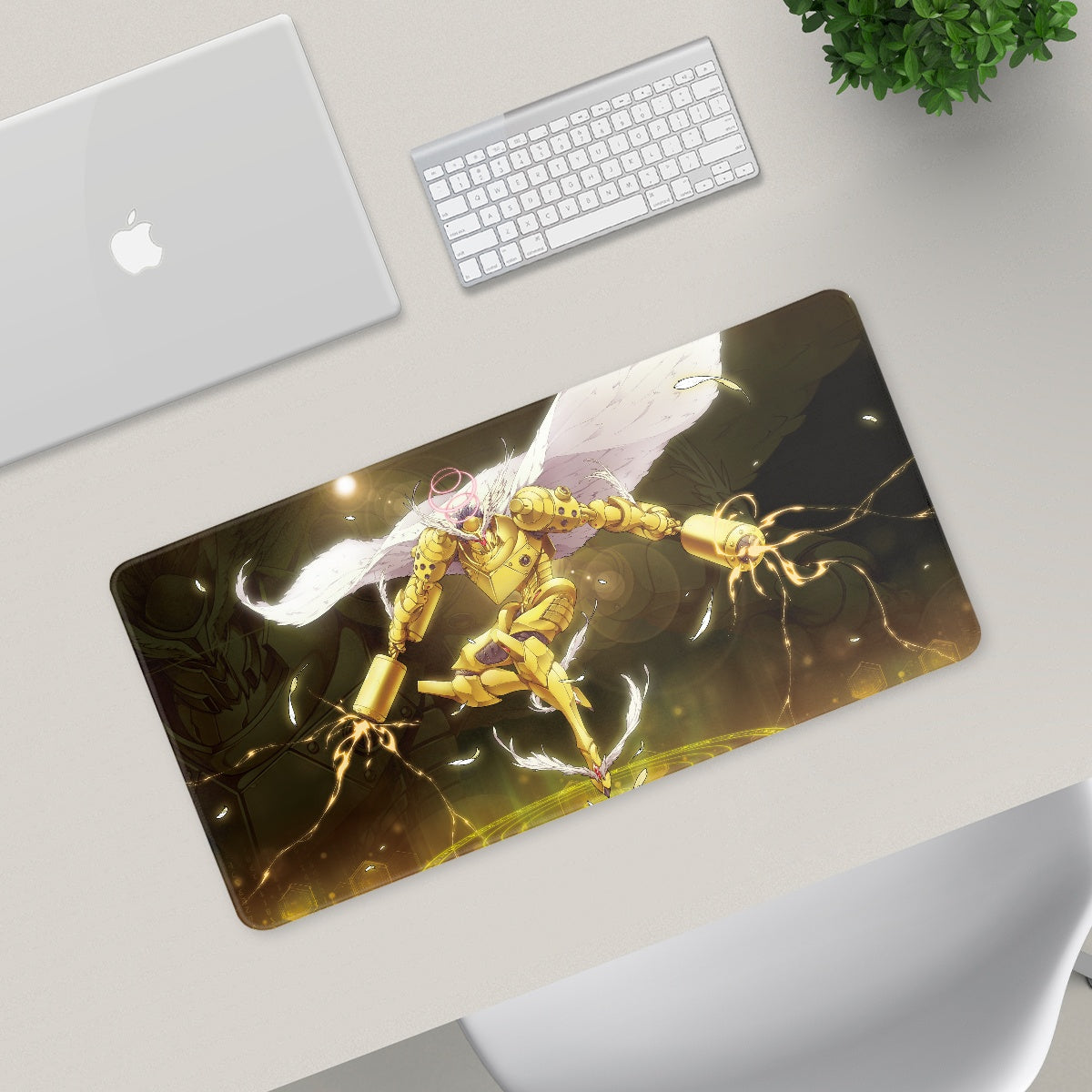Jupitermon fan art desk pad by XP3CTRO, extended mousepad featuring original Digimon Story: Time Stranger artwork.