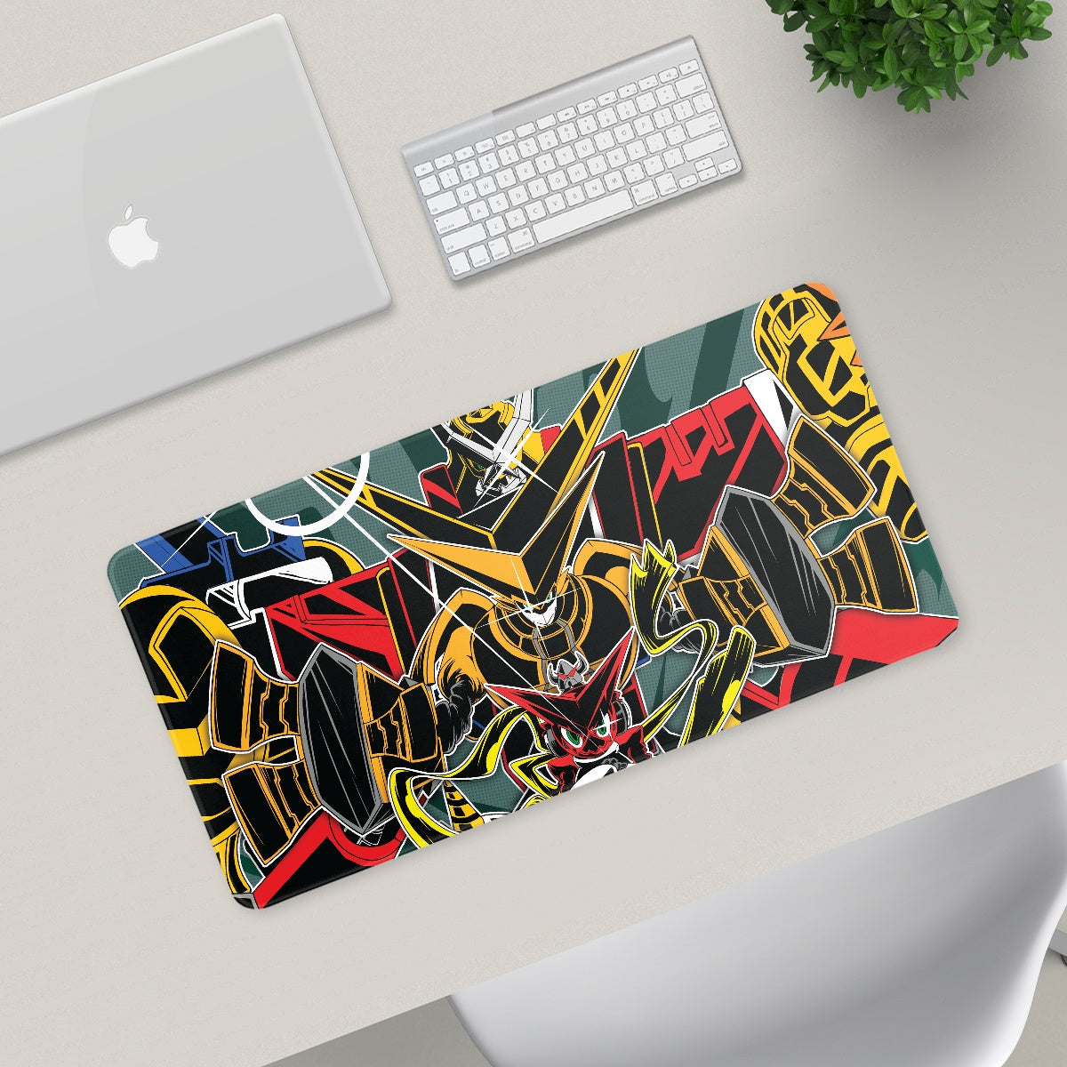 Xros Hearts extended mousepad featuring original XP3CTRO fan art of Shoutmon X7 and the Xros Heart army from Digimon Xross Wars.