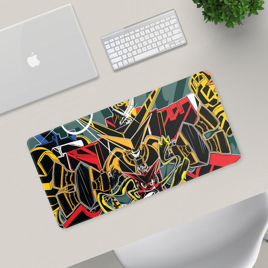 Xros Hearts extended mousepad featuring original XP3CTRO fan art of Shoutmon X7 and the Xros Heart army from Digimon Xross Wars.